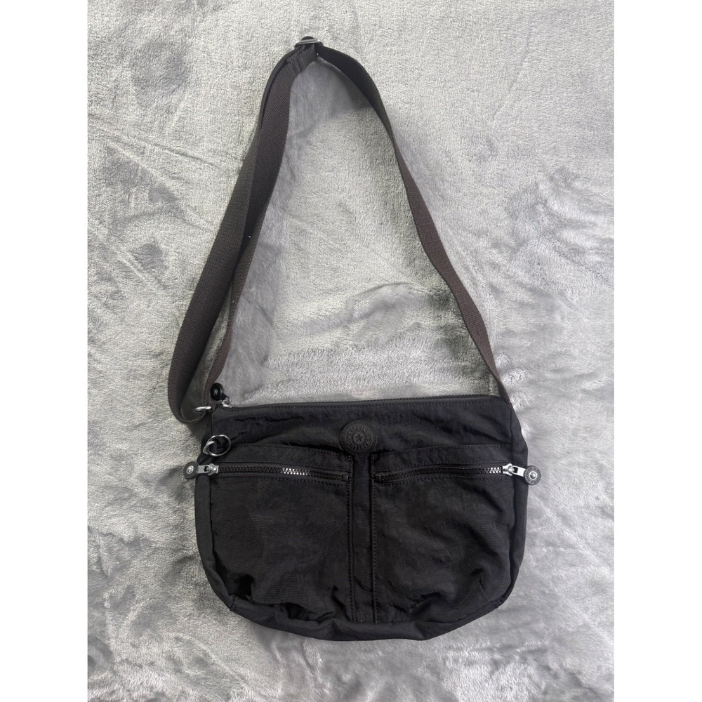 Kipling Alvar Black Nylon Crossbody Bag Medium Multi-Pocket Shoulder Purse